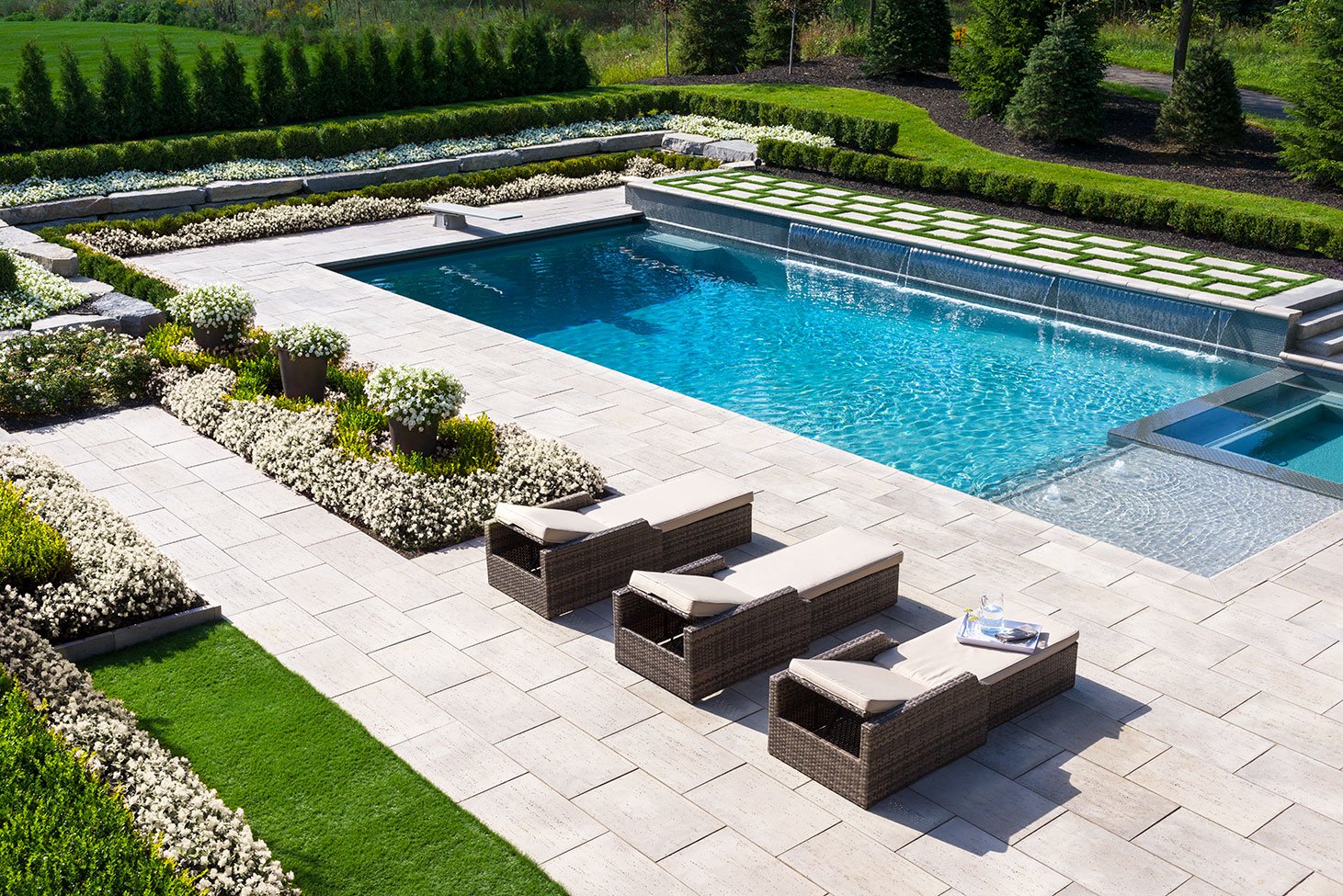 paver pool deck patio limestone concrete pavers